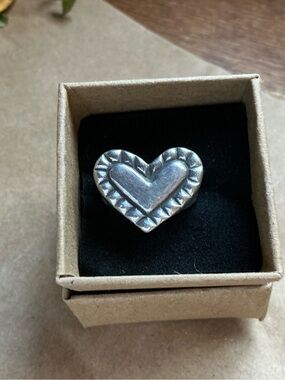 Sterling Heart Statement Ring - Silver Heart Design